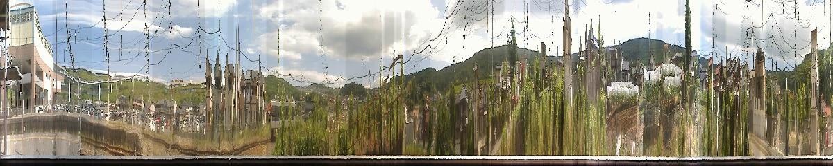 スリットカメラ撮影の車窓