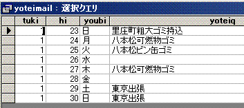 予定クエリ