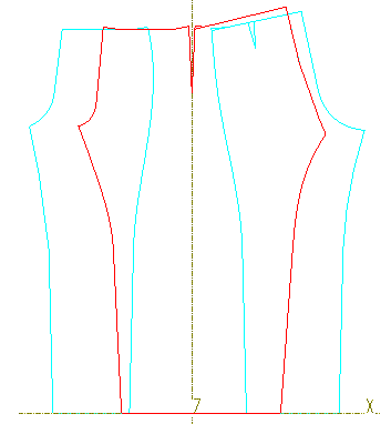 ノータックパンツとジーンズ型紙の差異