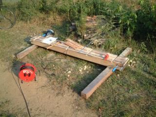 木工部材のきざみ作業