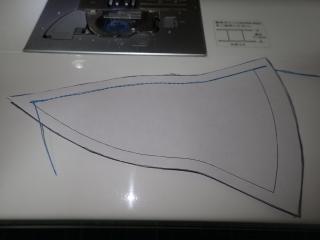型紙ごとミシン掛け